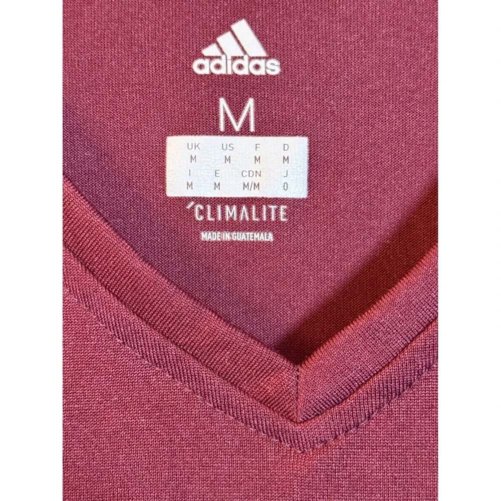 Adidas Mens Climalite Long Sleeve V-Neck Training Shirt Burgundy Maroon Size M